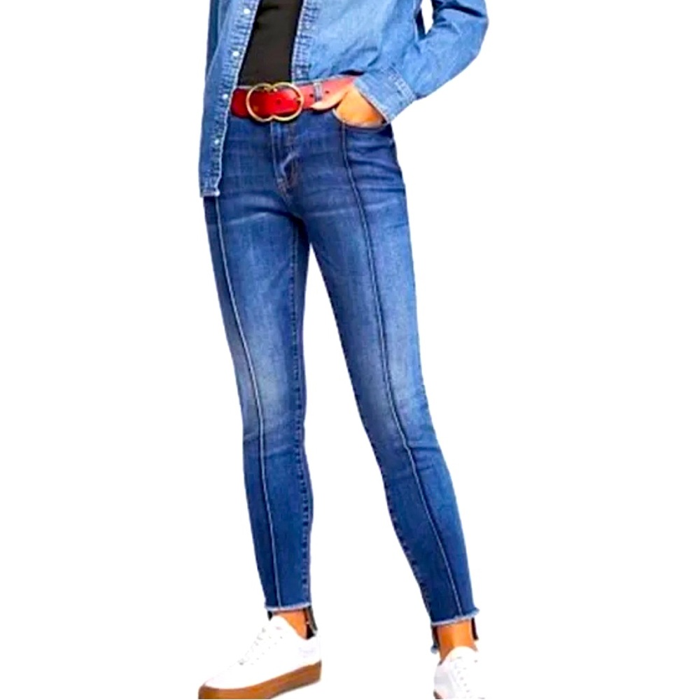 Free People Cut-Off Front Seam Jeans